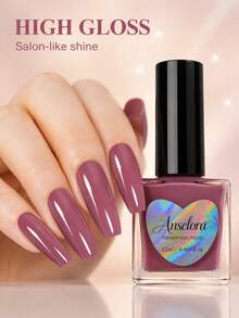 Anselora Gray Purple Rose Cat Kuku Berbasis Air, Kilap Tinggi, Cepat Kering, Hasil Halus, 12ml, Tidak Perlu Lampu, Manikur Harian Sendiri - Rusty Rose - View 4