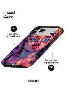 Koolife Girls Theme Phone Case, Smooth Hard Shell Design, TPU And Printed Material, Scratch-Resistant Durable Shockproof, Compatible With IPhone 11, 12, 13, 14, 15, 16, 17/18 Series (Including Pro And Pro Max Versions) - Purple - View 4
