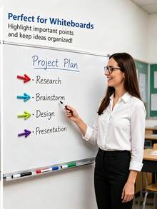 13/7pcs 3D Arrow Magnetic Sticker Set, Whiteboard Blackboard Magnetic Indicator Stickers, Colorful Arrow Magnets For Office Teaching Meeting Marking Photo Memo Message Decoration Magnetic Adhesive Stickers, Reusable Movable No Glue Adhesion Creative Desktop Wall Decoration Multi-Scenario Practical Storage Marking Supplies - Arrow Magnet Set - View 3