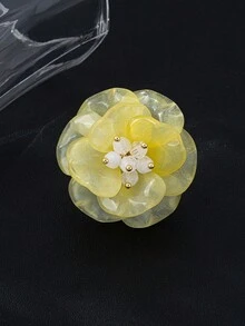 1pc Colorful Gradient Flower Resin Ring, Fresh Blue Yellow Green Large Flower Petal Unique Personalized Accessory - Flower Ring - View 6