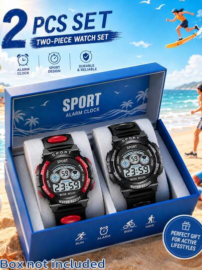Compra 1 Lleva 1 Gratis 2 piezas Reloj Deportivo Digital Unisex, Reloj de Pulsera de Silicona con Alarma Multifunción y Luz LED, Adecuado para Correr al Aire Libre, Senderismo, Uso Diario, Regalo