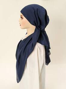 1件裝女款純色穆斯林頭巾，時尚極簡均碼標準版Hijab，透氣適用於祈禱與戶外穿著，適合日常穿搭，女用頭巾 - 頭巾 - 查看 36