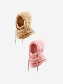 2pcs/1pc Balaclava Berkerudung Mewah untuk Anak-anak, Tali Serut yang Dapat Diatur, Berbagai Pilihan Warna Lembut, Kehangatan di Luar Ruangan Musim Dingin, Cocok untuk Ski, Sekolah, dan Bermain Salju - MultiWarna - View 12