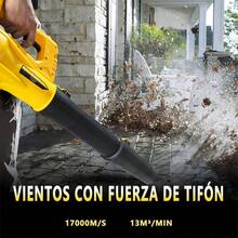 Soplador Inalámbrico 20V con 2 Baterías y Cargador – Soplador Portátil para Limpieza de Hojas, Polvo y Garaje - Amarillo - Ver 3