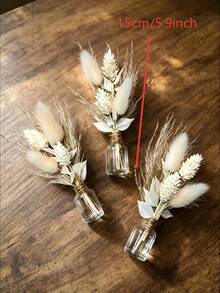 Mini Artificial Flower Bouquet Bohemian Wedding Decor Men's Boutonniere Table Centerpiece Reed Grass Birthday Cake Deco - G20 - View 5