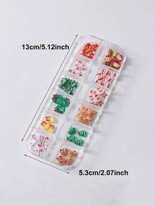 1 Box 12 Styles Cross-Border New Christmas Nail Art Decorations, Cartoon Nail Art Decorations, Christmas Tree, Cute Reindeer, Snowman, Bell, Christmas Tree, Resin Nail Rhinestone Accessories - Multicolor - View 8