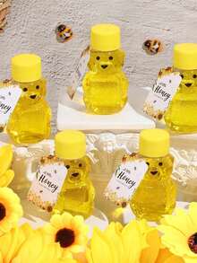 1/21pcs Plastic Honey Bear Jars With Lids, Mini Bear-Shaped Empty Honey Bottles, Honey Containers Storage Boxes Gift Boxes Candy Jars, Birthday Gifts For Friends And Lovers - Multicolor - View 5