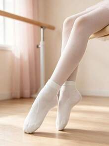 5 Pairs Girls White Dance Tights, High Elasticity Breathable Children Ballet Practice Socks, Durable Anti-Pilling Snag-Resistant, Reinforced Crotch No Sagging, Suitable For Dance Exams And Performances, Soft Skin-Friendly, Girls Daily Wear With Skirts And Pants - White - View 4