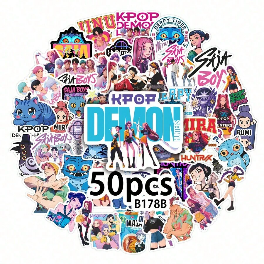 Hasbro/50-90入隨機組 可愛卡通惡魔獵人女孩組合創意貼紙 DIY 手帳文具筆記本裝飾貼紙 - 彩色 - 查看 1