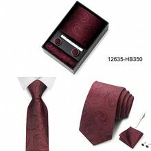 AlanKing Red Paisley Men's Tie Set, Perfect For Holiday Gifts And Wearing - Multicolor - View 7