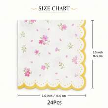 10/24/40pcs Small Flower Wavy Edge Party Napkins, 6.5 Inch Double Layer Thick Cocktail Napkins, Suitable For Weddings, Birthday Parties, Girls' Gatherings And Afternoon Tea - Ditsy Floral - View 8