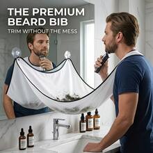 Adjustable Leak-Proof Non-Stick Beard Bib (1 Bib + 2 Suction Cups), Breathable Men's Haircut Cape, Shaving Beard Collection Cover, Suitable For Home Salon, Best Practical Gift For Holidays, Birthdays, Father's Day - A - View 8