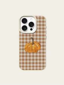 1 PC Stylish Checkered Pumpkin Phone Case, Autumn/Winter Style, 17 Pro Max TPU Protective Cover, Compatible With IPhone 11/12/13/14/15/16/16 Pro Max, Compatible With Iphone 17/17 Pro/17 Pro Max/Air Cases - Multicolor - View 5
