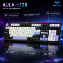 AULA H108 Mechanical Keyboard 108 Keys Hot‑Swap RGB Backlit Quiet Silent Gaming Keyboard For PC Laptop - View 2