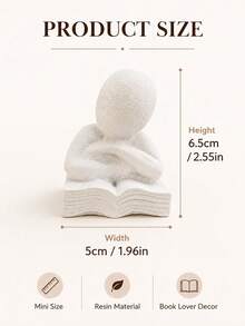 Patung Resin Figur Membaca Dekorasi Meja Rumah Ornamen Bentuk Manusia Abstrak untuk Rak Buku, Meja Kopi, Meja Kantor, Lemari Ruang Tamu, Pajangan, Hadiah Dekorasi Interior untuk Pesta Peresmian Rumah - Meditasi Putih - View 3
