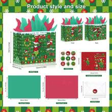 The Grinch 24pcs Green Monster Holiday Gift Bags & Greeting Cards Decorative Paper - Multicolor - View 11