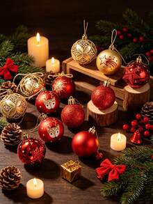 35pcs Christmas Ball Ornaments Classic Christmas Decoration Ball Set, Shatterproof Hanging Decor, Suitable For Christmas Tree, Christmas, Birthday, Holiday, Wedding Party, Home Decor, Create Festive Atmosphere - A - View 5