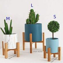 1 Wooden Bamboo Plant Stand, Plant Display Shelf, Living Room Window Sill Flower Stand, Desktop Flower Stand, Pot Not Included - One Size Fits All - View 1