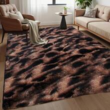 1pc,Leopard Print Soft Area Rugs For Bedroom,Non-Slip Fuzzy Shag Plush Soft Shaggy Bedside Rug,Tie-Dyed Living Room Carpet For Girls Teen Dorm Home Decor,Bedroom Living Room Rug,Floor Covering,And More With Anti-Slip Backing And Easy Maintenance - Coffee Brown - View 19