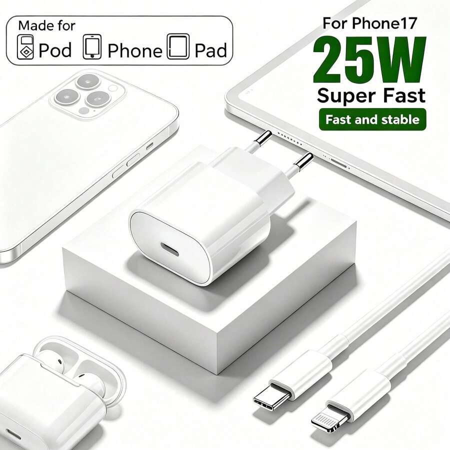 PD Fast Charger, USB-C Power Supply With 2m/6.6ft Type C Charging Cable, High-Speed Wall Plug Charger, Compatible With Mobile Phones/Tablets And Various Devices, Fast Charger Wall Charger, Power/Charging Station - EU C Type Plug(220-240V) - View 1