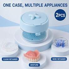 1PC/2PCs Multi-Function Portable Dental Appliance Cleaning & Storage Box, (With Automatic Lifting Basket & Leak-Proof Sealed Design), Includes Mirror Support Rod & Cleaning Brush Tool, Suitable For Oral Accessory Cleaning & Care, ABS Sealed Leak-Proof, Perfect For Users With Dental Braces Cleaning & Storage Needs - Multicolor - View 4