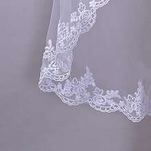 1pc Single Layer Lace Bridal Veil Mantilla Simple Long Bridal Hair Accessory With Hair Comb - Multicolor - View 6