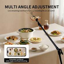 Adjustable Floor Tripod With Rotating Telescopic Arm And Phone Holder, Featuring Adjustable Height And Angle. Suitable For Smartphone Photography, Live Streaming, Video Recording, Cooking, Painting, And Food Photography - A Stable Tripod Structure - View 3