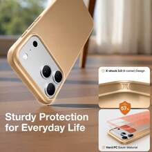 بطانية هاتف PC صلب خفيف الوزن ومقاوم للخدش بتصميم مطفي فائق النحافة متوافق مع iPhone 17 Pro Max و 17 Pro و 17 Air و 18 Pro Max ومتوافق مع سلسلة 7-16 - الذهبي - مشاهدة 6