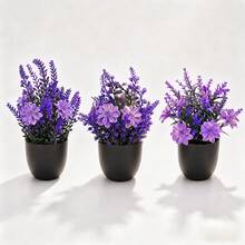 Artificial Potted Plant With Pot, Desktop Living Room Faux Flower Decoration Creative Ornament Purple Lavender Flower, Christmas Gift - Birthday Gift - Holiday Gift - Small Gift - Perfect Little Gift - Multiple Styles - View 2