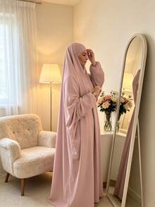 1pc Hijab Khimar Loose Long Robe Design High Privacy Premium Quality Muslim Women Prayer Headscarf Islamic Clothing - Multicolor - View 5