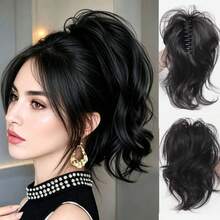 High Crown Fountain Curly High Ponytail Wig, Elegant Lady Style, Hair Clip, Voluminous Hair Extension, Realistic Short Hair Braid - Multicolor - View 15