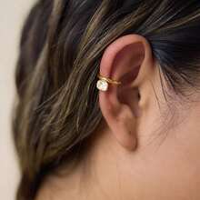 1pc Women's Stainless Steel Gold Ear Cuffs, Fashionable Punk Style Clip-On Earrings, No Piercing Required, Daily Wear, Gift For Sisters - Ear Cuff - View 9