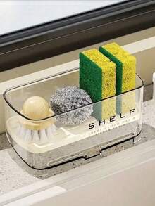 Multifunctional Sink Drain Rack, Countertop Storage, Suitable For Sponge, Soap, Brush, Towel, Kitchen Sink Accessory, Dishcloth Holder, Compact Design, Easy To Clean, Durable Plastic, Sponge Holder - Multicolor - View 1