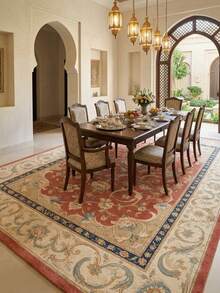 1 Buah Karpet Vintage Prancis Motif Gulir Bunga Merah & Biru Coral, Karpet Persegi Panjang Gaya Romantis Istana dari Bahan Kasmir Imitasi dengan Desain Gulir Penuh dan Detail Pinggiran Berlapis yang Indah, Dapat Dicuci dengan Mesin, Cocok untuk Ruang Tamu/Kamar Tidur/Dekorasi Rumah Elegan Romantis Prancis - MultiWarna - View 4