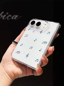 1pc Fashionable, Cute, Simple, High Transparency PC Material Note Element Folding Phone Case, Can Protect And Prevent Falling For:SamsungGalaxy Z Fold 8/IPhoneDuo - Clear - View 2