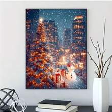 1PC DIY 5D Diamond Painting Kit Christmas Theme Pattern - Round Full Drill Art Mosaic Craft, Home Wall Decor, Unframed - No Frame - View 2