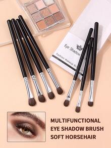 7Pcs Eye Makeup Brush Set, Horse Hair Material Brush Head Eyeshadow Brushe,Portable Eye Beauty Tools For Makeup Beginners - Multicolor - View 2