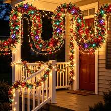 1pc Christmas Ribbon String Lights, LED Christmas Garland Light Strip With Shiny Vines, Suitable For Christmas Tree Decoration, Staircase Decoration, Fireplace Decoration, Room Decoration, Christmas Decoration And Home Decor - Colorful String Lights - View 8
