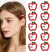 10/20pcs Apple BB Clips Sweet Bangs Hair Clips Oil-Drip Red Series Side Clips For Daily Commute - Multicolor - View 7