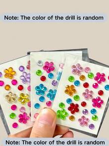 1pc New Colorful Heart Round Flower Star Face Rhinestone Sticker, Bedazzling Rhinestone, Makeup Star Hair Accessory Rhinestone, Y2K Face Gem With Self-Adhesive Backing, Suitable For Electronic Music Festival, Music Festival, Cosplay, Party, Holiday And Other Occasions - Multicolor - View 5