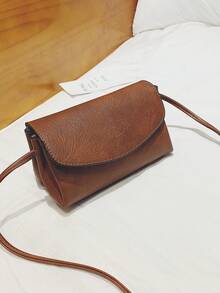 Solid Color Minimalist Flap Closure Women's Bag, Fashionable Versatile PU Material Shoulder Crossbody Bag, Suitable For Women's Daily Use And Commuting - Brown - View 4