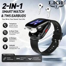 Jam Tangan Pintar dengan Earphone Terbaru dari LIGE Memiliki Layar Besar Persegi Berdefinisi Tinggi, Earphone Terintegrasi, Berbagai Mode Olahraga, Pengingat Jam Alarm, dan Pemutar Musik. - View 2