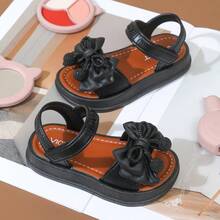 Caweiny Sandal thời trang Sunny cho bé gái, phong cách Hàn Quốc, đi hàng ngày ngoài trời, đế mềm, giày công chúa - màu đen - Xem 10