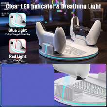 Dudukan Vertikal yang Kompatibel dengan Konsol P/S/5, P/S/5 Slim, P/S/5 Pro, Lampu Ambient Warna-warni RGB, Stasiun Pengisian Ganda untuk Dua Pengontrol Game DualSense, Aksesori Gaming P/S/5 All-In-One - MultiWarna - View 7