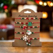 Gelang Manik-Manik Satu Bagian (Menampilkan Motif Santa Claus, Rusa Kutub, dan Kepingan Salju) - Bergaya untuk Pemakaian Sehari-hari dan Acara Meriah; Manis dan Imut, Menjadikannya Pilihan Hadiah yang Unik. - MultiWarna - View 4
