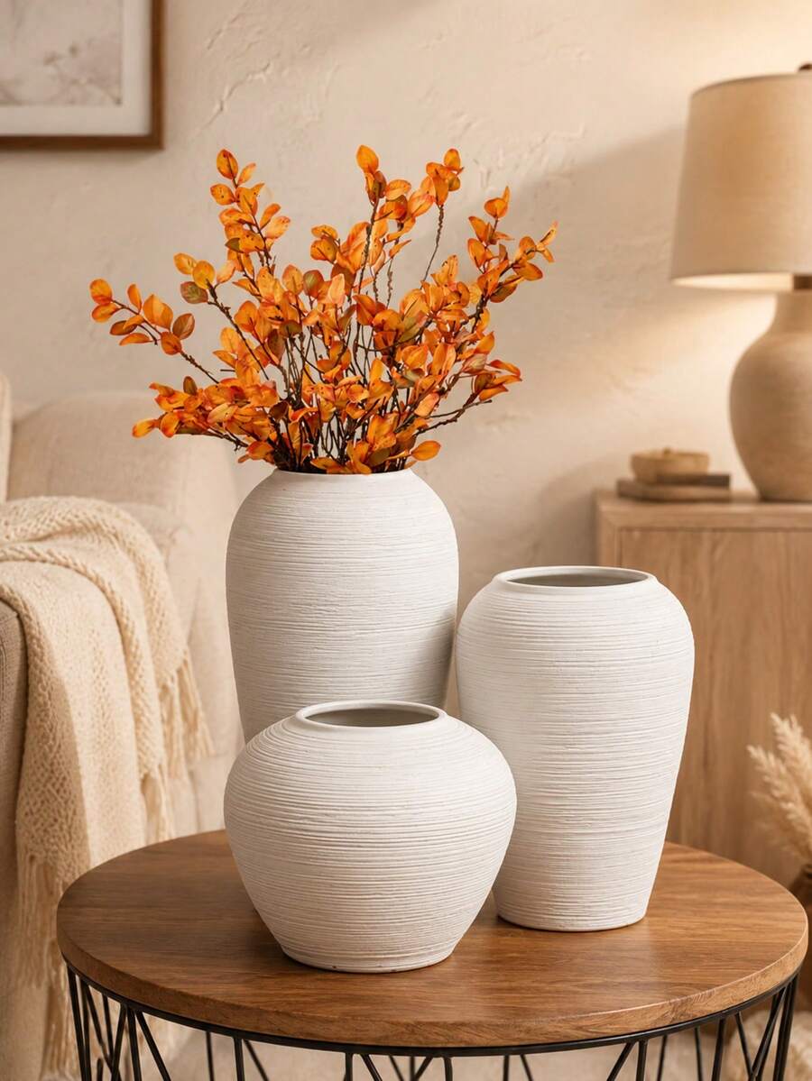1pc 3 Different Sizes Vase, Room Decor, Home Decor, Gift For Friends And Family (No Electricity Included) - Porcelain Vase - View 1