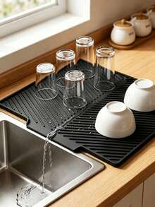 Silicone Dish Drying Mat, Non-Slip Drain Mat With Built-In Drainage Grooves, Quick Drying Pad For Pots, Pans And Tableware, Countertop Protector, Kitchen Essential - Multicolor - View 8
