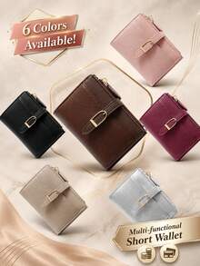 Dompet Pendek Wanita Kulit PU Patchwork Baru, Dompet Lipat Mewah, Dompet Minimalis, Tempat Kartu, Penutup Kancing Jepret, Dompet Pria, Dompet Mini, Dompet Kulit, Dompet Kecil, Dompet Kartu, Dompet Koin - Hitam - View 9
