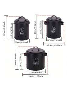 Aurelion 3 PiecesMatte Black Metal Vegetable Storage Canister Set, Potato Onion Garlic Keeper With Lid & Handle, Ventilated Kitchen Countertop Food Storage Bins - Black - View 11