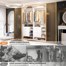 29.5 Inch Closet System Organizer With 3 Drawers And Shelves Wooden Wardrobe Tower Clothing Storage Unit Bedroom White - White - View 5
